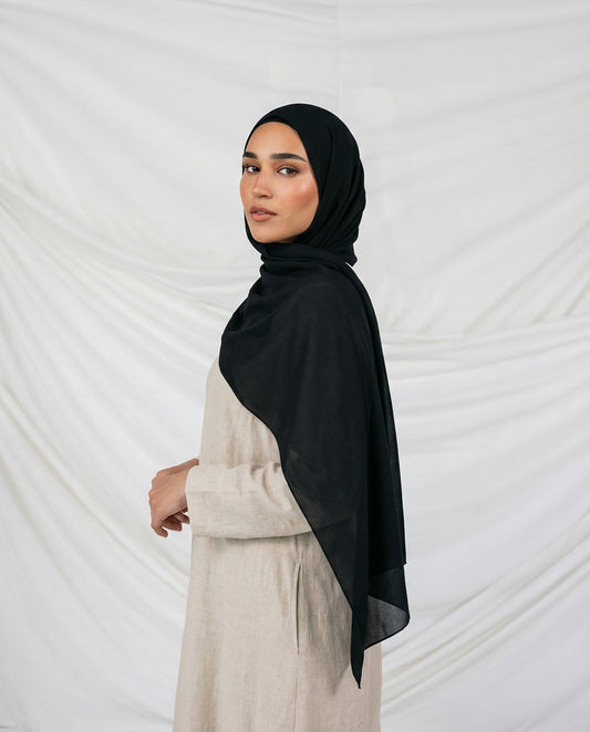Black | Premium Viscose Modal Hijab